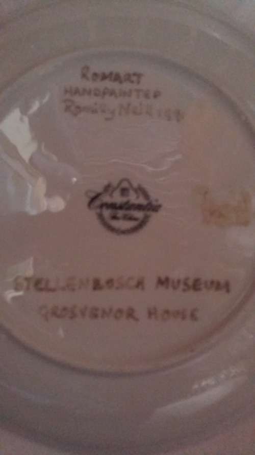 Hand Painted ceramic plate of Stellenbosch Museum.